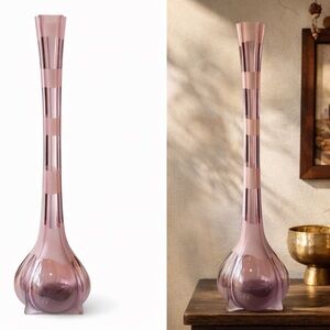 Blush Pink Tall Decorative Glass Vase - Elegant Home Accent